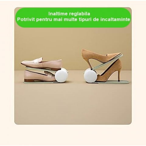 Suport pentru pantofi, cu două straturi, organizator, antiderapant și durabil, inălțime reglabilă, 28x18x11 cm, verde, 150 g [1]