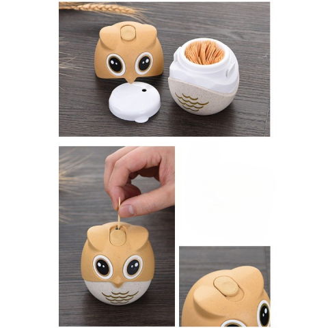 Suport pentru scobitori, model bufnita, multifunctional, 8.3x7.8 cm, portocaliu [4]