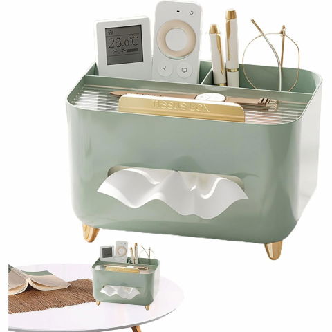 Suport pentru servetele, cutie multifunctionala, design minimalist, abs, cu suport pentru obiectele personale, pentru birou, 21x15x13 cm, verde [1]