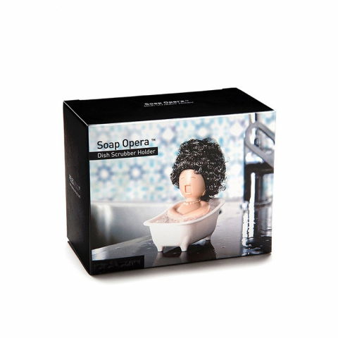 Suport pentru spalat vase, pentru burete/sarma, model cada, alb/bej [4]