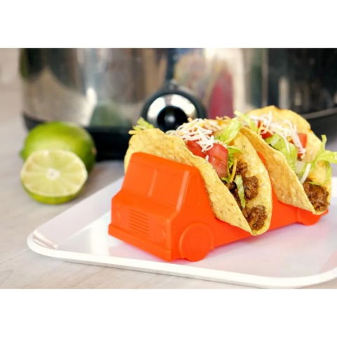 Suport pentru taco, model autobuz, 14 x 7.5 x 6.5 cm, din pp, portocaliu [3]
