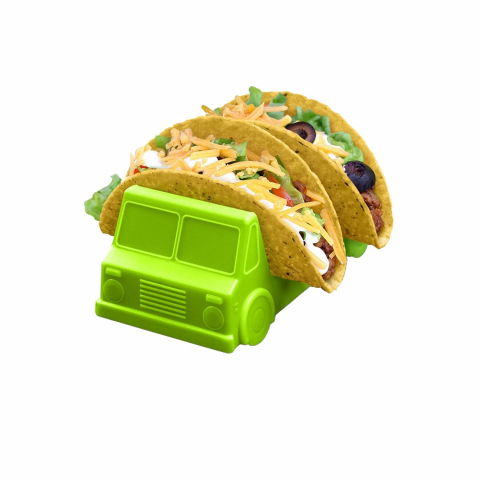 Organizatoare si accesorii pentru bucatarie - Suport pentru taco, model autobuz, 14 x 7.5 x 6.5 cm, din pp, verde