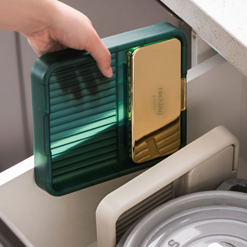 Suport pliabil, pentru capace, linguri, multifunctional, plasare pe blatul de bucatarie, 18.9x16.2x2.6 cm, verde [2]