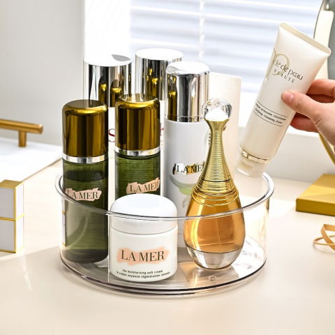 Suport rotativ pentru condimente, multifunctional, rotund, 360 de grade, pentru bucatarie, plastic, 30.5x30.5x10 cm, transparent [2]