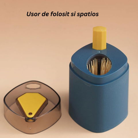 Suport scobitori, automat, cu buton si capac, din pp, 9.5x6 cm, albastru [5]