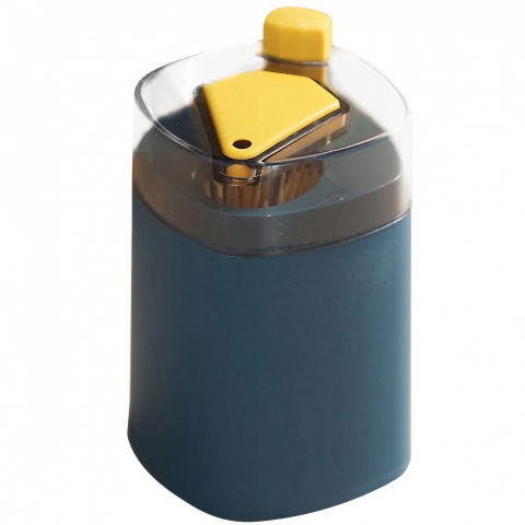 Ustensile, tacâmuri, căni și accesorii de bucătărie - Suport scobitori, automat, cu buton si capac, din pp, 9.5x6 cm, albastru