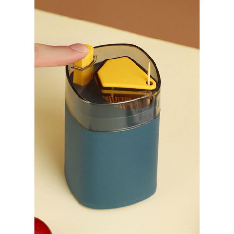 Suport scobitori, automat, cu buton si capac, din pp, 9.5x6 cm, albastru [10]