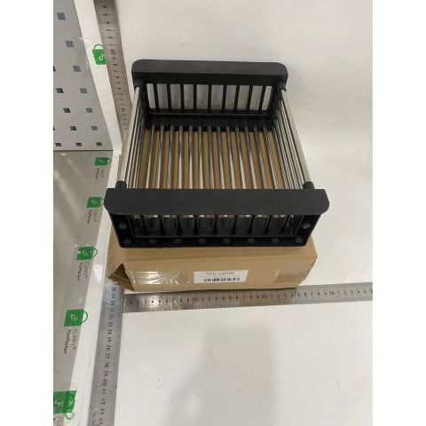 Suport scurgere extensibil pentru bucatarie, uscator vase din otel inoxidabil, suport tacamuri si pahare, suport pentru fructe si legume, 29 x 22 x 9.5 cm negru [2]