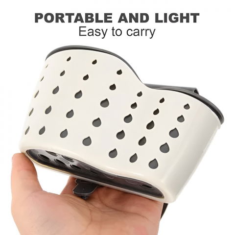 Suport scurgere pentru burete si laveta de vase bucatarie, bej, curea reglabila, plastic flexibil, 15x 5x 20cm [1]