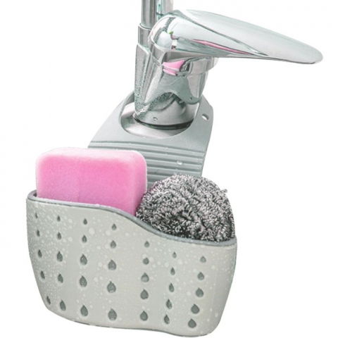 Suport scurgere pentru burete si laveta de vase bucatarie, verde, curea reglabila, plastic flexibil, 15x 5x 21cm [4]