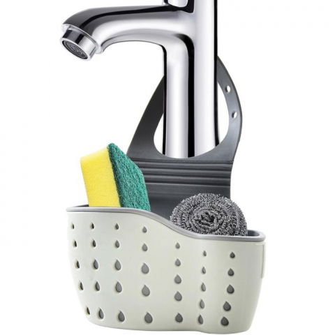 Suport scurgere pentru burete si laveta de vase bucatarie, verde, curea reglabila, plastic flexibil, 15x 5x 21cm [2]