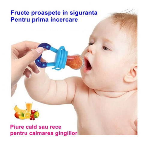 Suzeta pentru diversificarea alimentatiei/dentitie  potrivit pentru fructe si piure proaspat, albastru, fara bpa [3]