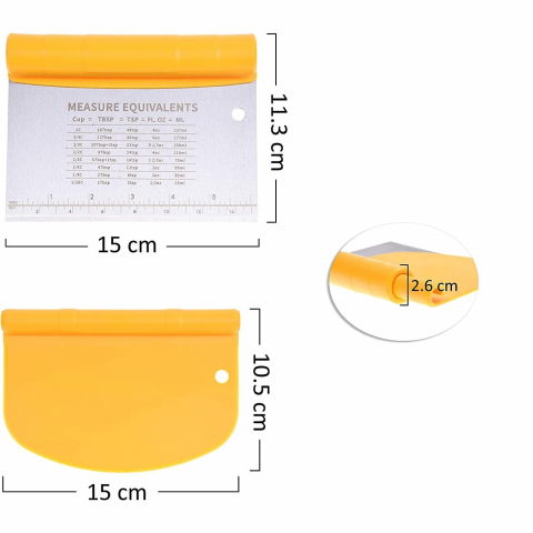 Taietor aluat 15 x 10.5 cm  2 in 1, lama otel inoxidabil, maner din abs, gradat, paleta plastic, galben [3]