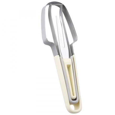 Organizatoare si accesorii pentru bucatarie - Taietor decojitor pentru pepene, pentru legume si fructe, multifunctional, set din 3 parti, otel inoxidabil si plastic pp, 22.5 x 7 cm galben