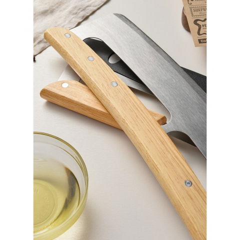 Taietor feliator de pizza, din otel inoxidabil, cu capac, maner din lemn, antialunecare, lama neteda si ascutita, 34x10 cm, maro [6]