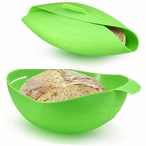 Tava de copt pentru cuptor, pentru paine, peste, legume, din silicon, pliabila, multifunctionala, forma pentru preparare si gatiere, 24.5x9 cm, verde [4]