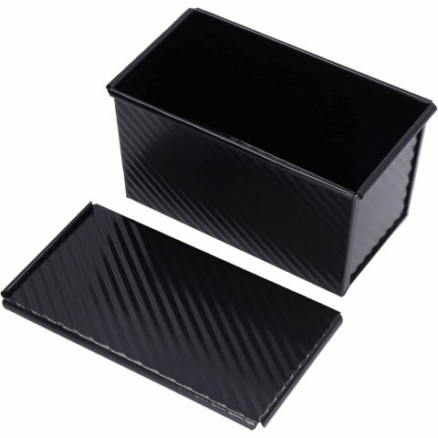 Tava pentru paine, din otel carbon, 450 g, cu capac, antiaderenta, 21 x 11 x 11.5 cm, negru [1]