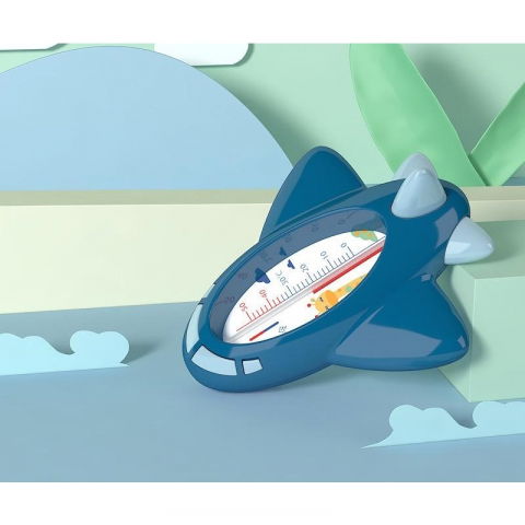 Termometru pentru baie, plutitor, rezistent la apa, multifunctional, model avion, 11x10x4 cm, albastru [1]