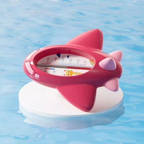 Termometru pentru baie, plutitor, rezistent la apa, multifunctional, model avion, 11x10x4 cm, rosu [2]