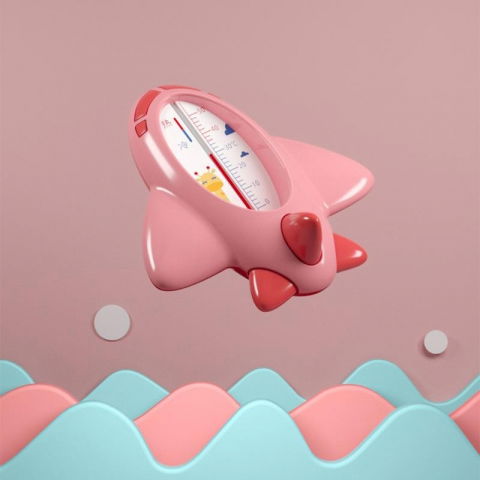 Termometru pentru baie, plutitor, rezistent la apa, multifunctional, model avion, 11x10x4 cm, roz [5]
