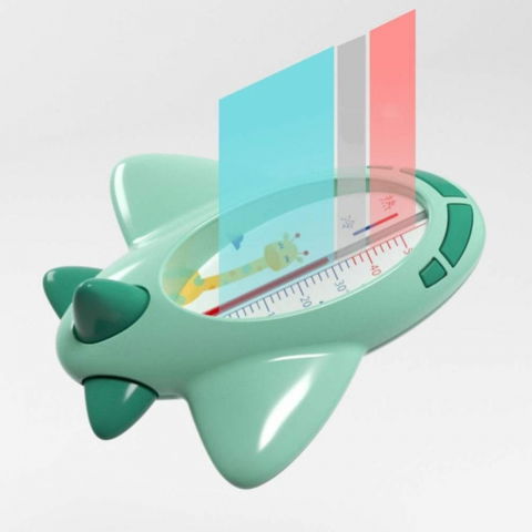 Termometru pentru baie, plutitor, rezistent la apa, multifunctional, model avion, 11x10x4 cm, verde [3]