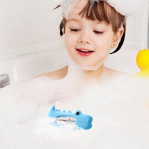 Termometru pentru baie, plutitor, rezistent la apa, multifunctional, model crocodil, 2.7x6.5x3.7 cm, albastru [3]