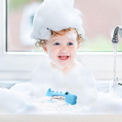 Termometru pentru baie, plutitor, rezistent la apa, multifunctional, model crocodil, 2.7x6.5x3.7 cm, albastru [4]