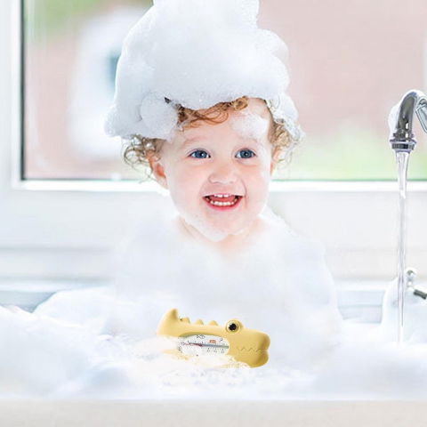 Termometru pentru baie, plutitor, rezistent la apa, multifunctional, model crocodil, 2.7x6.5x3.7 cm, galben [1]