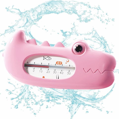 Termometru pentru baie, plutitor, rezistent la apa, multifunctional, model crocodil, 2.7x6.5x3.7 cm, roz [2]