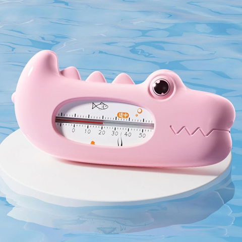 Termometru pentru baie, plutitor, rezistent la apa, multifunctional, model crocodil, 2.7x6.5x3.7 cm, roz [1]