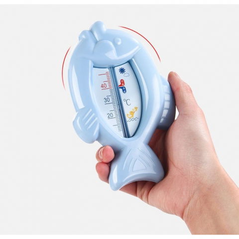 Termometru pentru baie, plutitor, rezistent la apa, multifunctional, model peste, 15.5x9.5x2 cm, albastru [2]
