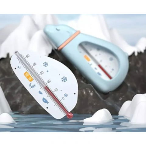 Termometru pentru baie, plutitor, rezistent la apa, multifunctional, model urs polar, 15x7.5x4 cm, albastru [4]