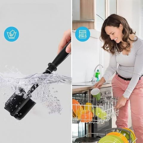 Tocator de carne manual, cu lama pentru tocarea si amestecarea carnii, 28x6cm, cu 5 lame curbate, rezistent la caldura, multifunctional, plastic rezistent, negru [4]