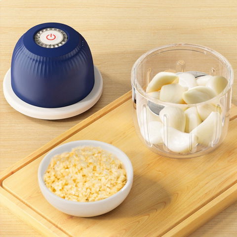 Tocator electric pentru bucatarie, model presa electrica pentru legume fructe carne umpluturi sosuri, otel inoxidabil, 14 x 10.5 x 10.5 cm, 350 ml, albastru inchis [2]