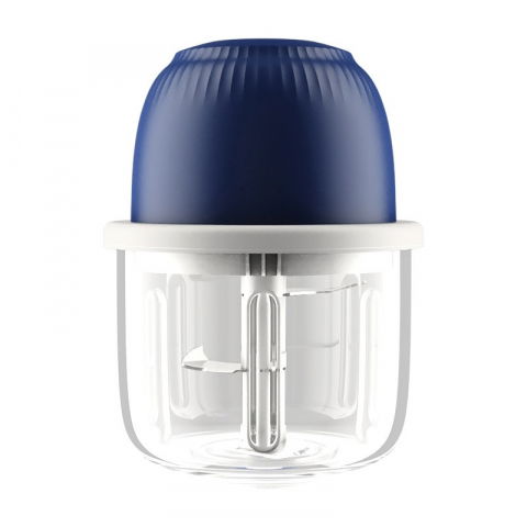 Accesorii pentru pregătirea alimentelor - Tocator electric pentru bucatarie, model presa electrica pentru legume fructe carne umpluturi sosuri, otel inoxidabil, 14 x 10.5 x 10.5 cm, 350 ml, albastru inchis