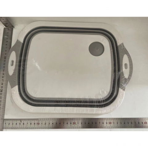 Tocator multifunctional, 2 in 1, cu cos pentru spalat si scurgere alimente, 480 g, pliabila, gri [7]