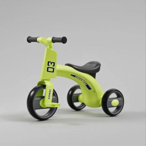 Tricicleta pentru copii, exercitiu de echilibru, pentru 1-6 ani, functie de lumini si sunete, cu pedale, din plastic, roti gonflabile, greutate portanta 60 kg, 57 x 36 x 47 cm, verde [4]