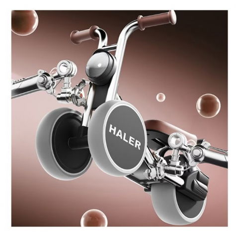 Tricicleta pentru copii, exercitiu de echilibru, pentru 1-6 ani, lumina led, fara pedale, din plastic, roti 7.8 cm, greutate portanta 50 kg, 43 x 58 x 35 cm, gri [2]