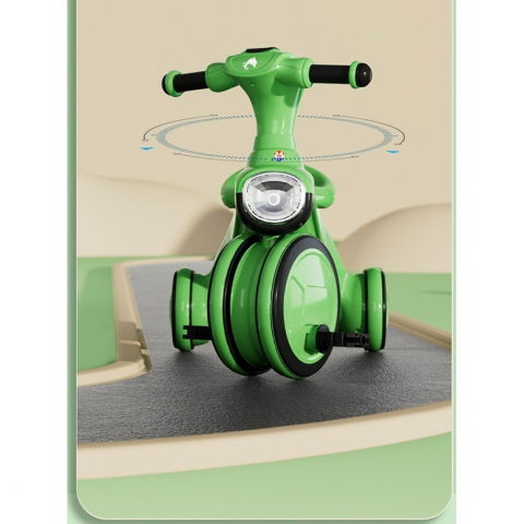 Tricicleta pentru copii  pedalare, impingere, lumini si sunete, pedale antiderapante, material dur, cos depozitare, varsta peste 18 luni, 80x40x52 cm, verde [3]