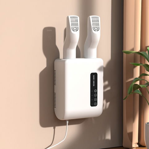 Uscator de pantofi, functie de uscare, dezinfectie, dezodorizare, montaj pe perete fara perforare, din pvc, silentios, timer, alb [2]