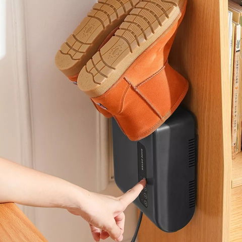 Uscator de pantofi, functie de uscare, dezinfectie, dezodorizare, montaj pe perete fara perforare, din pvc, silentios, timer, negru [1]