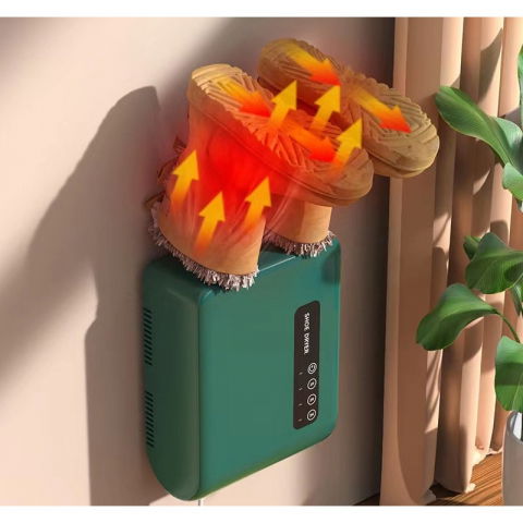 Uscator de pantofi, functie de uscare, dezinfectie, dezodorizare, montaj pe perete fara perforare, din pvc, silentios, timer, verde [1]