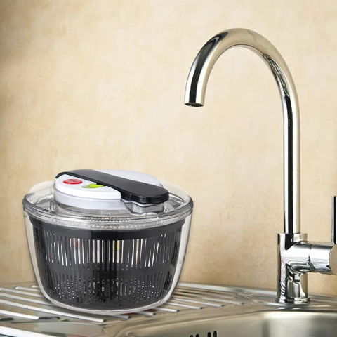 Uscator manual pentru salata si verdeturi, plastic, 16x15x21 cm, capacitate 3l, negru [3]