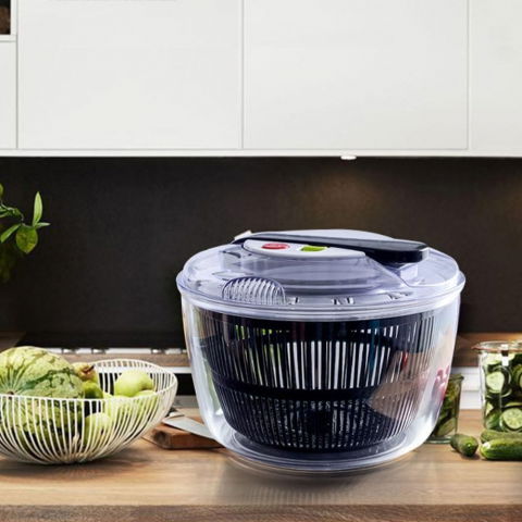 Uscator manual pentru salata si verdeturi, plastic, 20x20x25 cm, capacitate 5l, negru [7]