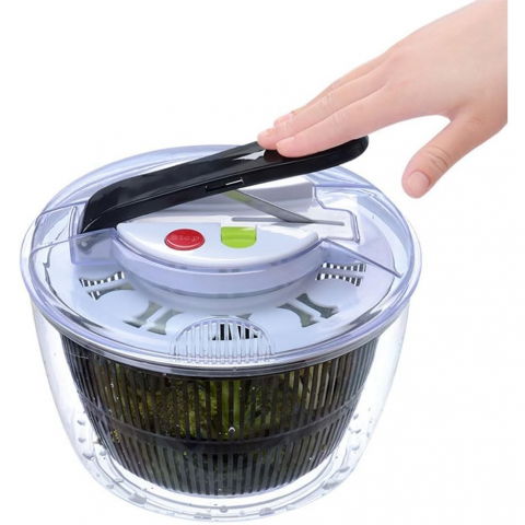 Uscator manual pentru salata si verdeturi, plastic, 20x20x25 cm, capacitate 5l, negru [9]