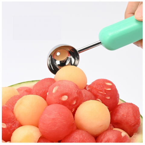 Ustensila bucatarie 4 in 1 pentru taiat si decorat fructe  material inox si plastic, compact, 28x6.2 cm, verde [6]