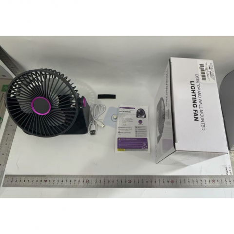 Ventilator 2in1, de masa/de perete, incarcare usb, 3.7 v, 4.5 w, 1200 mah, 17.5 x 17 x 7.6 cm, albastru fumuriu [5]