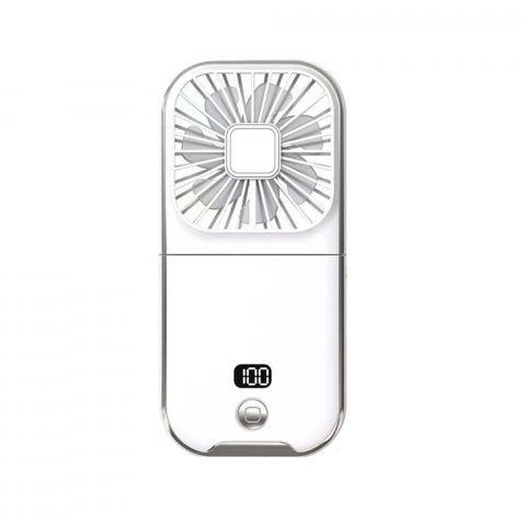 Îngrijire şi confort acasă - Ventilator portabil 3 in 1, de mana, de gat, de birou, 16.7 x 8 x 1.9 cm, 3 trepte de viteza, incarcare usb, pliabil, afisaj digital, suport telefon, alb