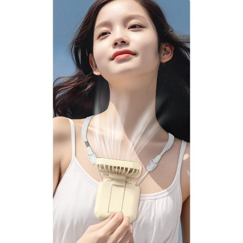 Ventilator portabil, de gat, de birou, suport telefon, 14 x 7 cm, incarcare usb, din abs, 3 viteze, alb [1]