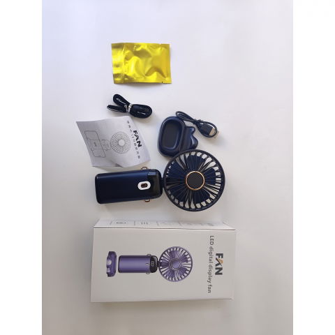 Ventilator ultra portabil cu aromaterapie, 3 in 1, de mana, de birou, de gat, 5 trepte de viteza, incarcare usb, autonomie 12h, pliabil, cu ecran lcd, albastru [10]